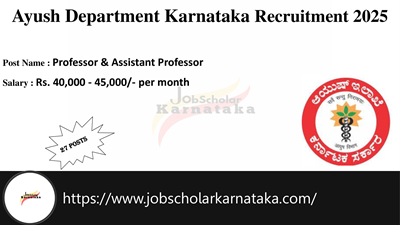 Ayush Department Karnataka Recruitment 2025